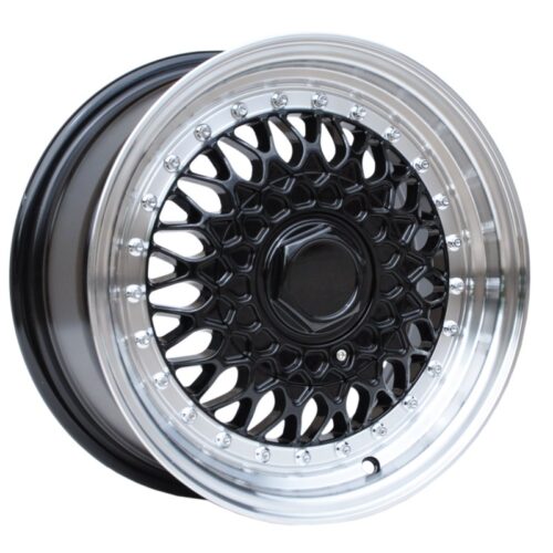 cerchi in lega replica BBS gloss black e cromo da 14″ in 4/100 ET 30